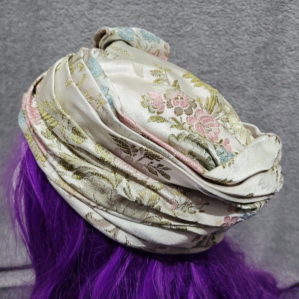 Christian Dior vintage hat turban 50s 60s floral pastel regency glam bow chic - Picture 7 of 16